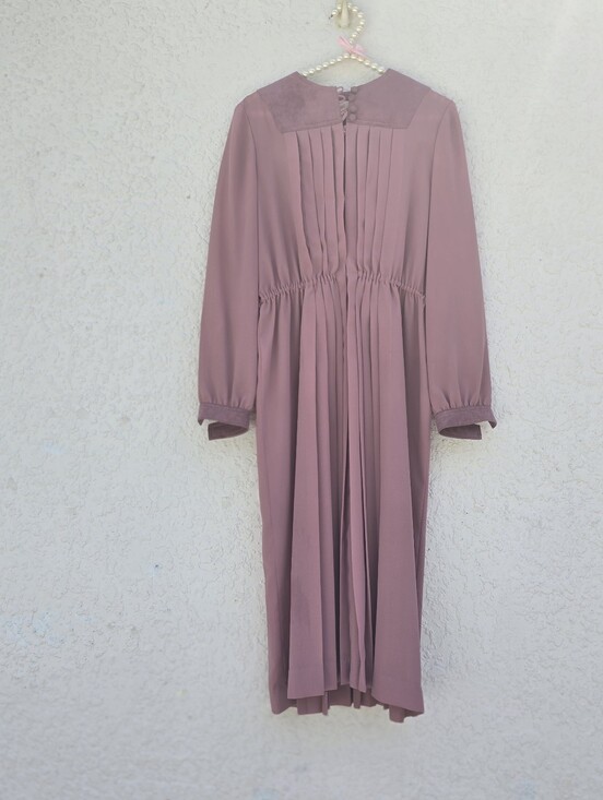 Abe Schrader Dresses & Skirts - Abe Schrader Vintage Faux Suede & Pleated Midi Dress - Dusty Rose / Mauve